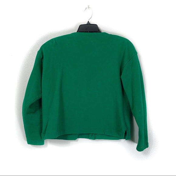Vintage Embroidered Kelly Green funky 80s Cropped Sweatshirt - Picture 2 of 5